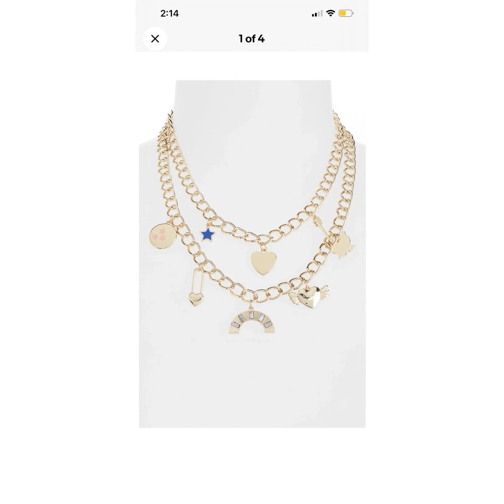 BP. Women's Mixed Charm Layered Chain Link Necklace - Gold